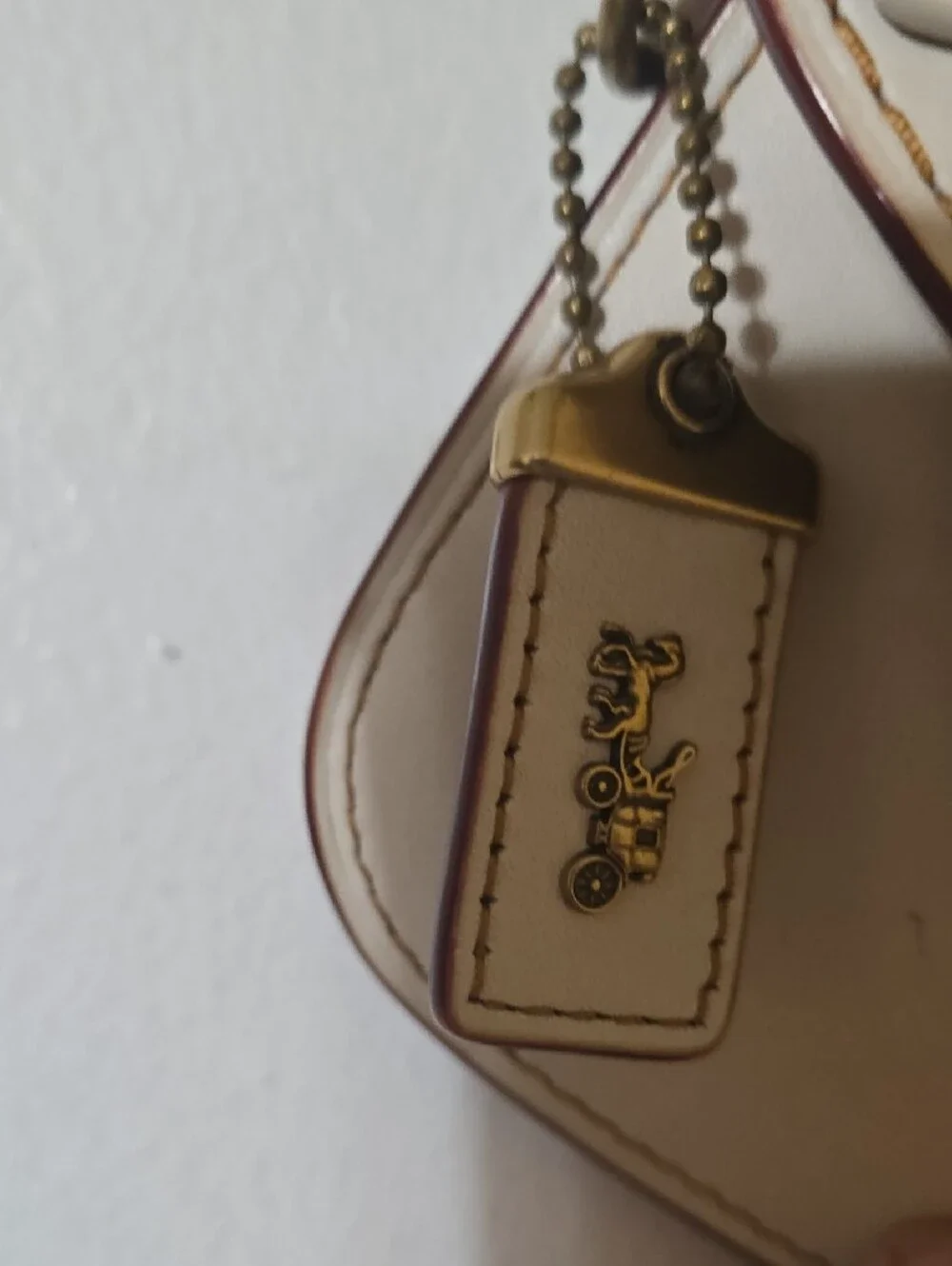 Coach Cream Floral Appliqué Wristlet with Gold Accents